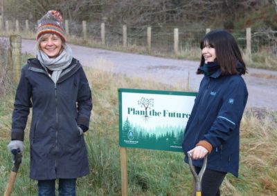 Catherine Maxwell-Stuart and her daughter marking national tree week 2020